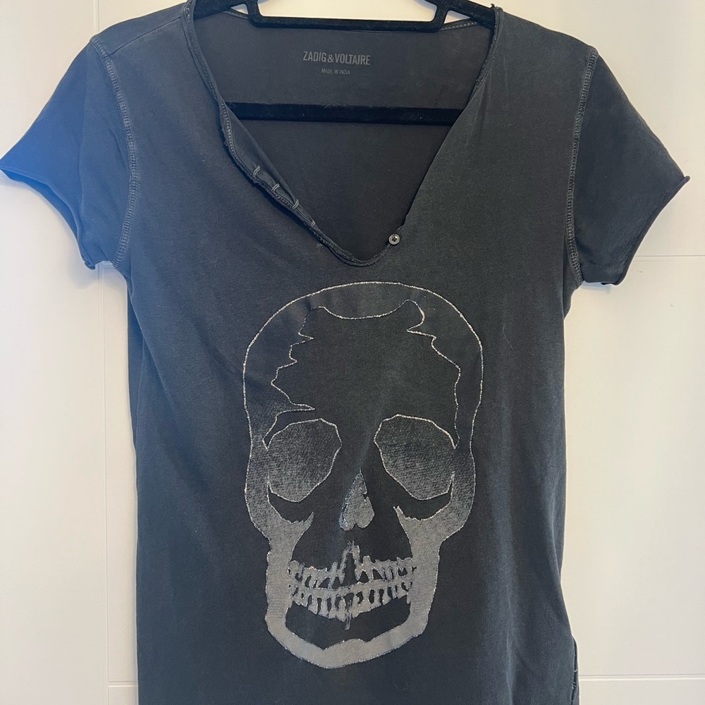 Zadig & Voltaire Grey Skull T-Shirt